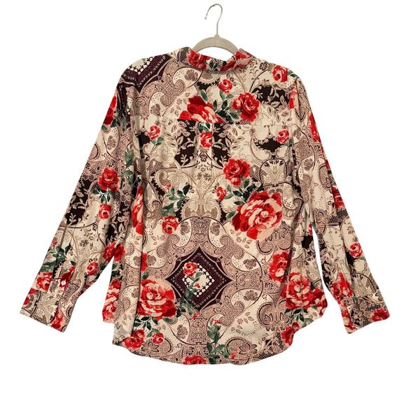 Chicos Silky Soft Floral Button Down Charm Easy Shirt Sz Lrg/2 Office Siren Y2K - Picture 3 of 10